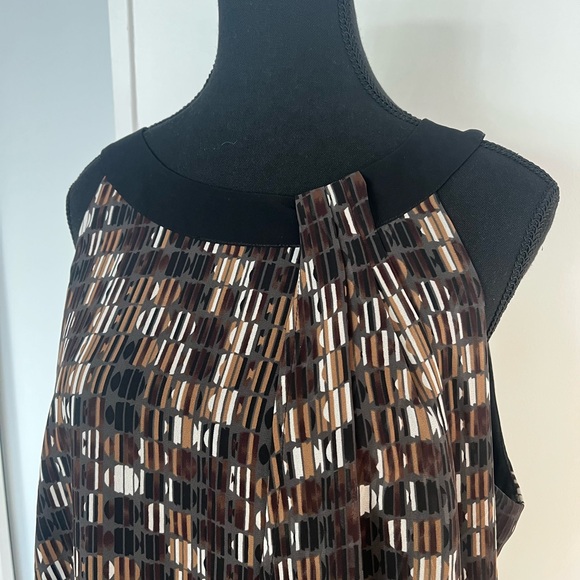 EUC Ricki’s Black/Brown-Patterned, Sheer-Layered Shift Dress, Sz L. - Picture 2 of 11